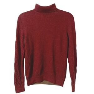 Tasso Elba Merino Wool Maroon Preppy Turtleneck Pullover Sweater Size S Women